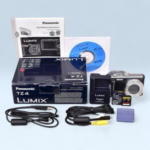 Panasonic Lumix DMC-TZ4 Silver Compact Digital Camera 10x Zoom w/ Box 8gb Mem